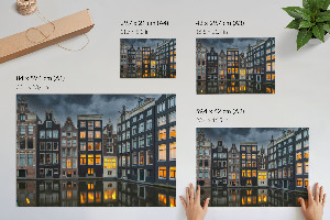 Modern wall art poster depicting a city canal