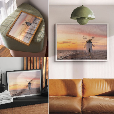 Wall poster featuring a seaside windmill