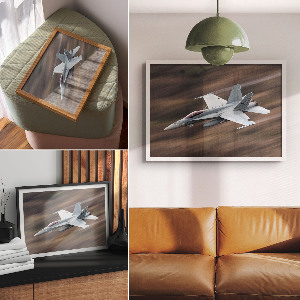 Modern wall art poster featuring a fast fighter