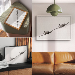 Canvas poster with a black airplane motif