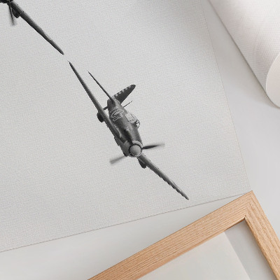 Canvas poster with a black airplane motif