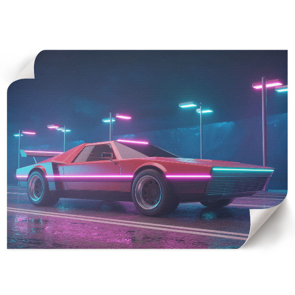 Wall poster featuring a neon car illustration