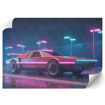Wall poster featuring a neon car illustration