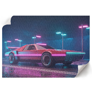 Wall poster featuring a neon car illustration