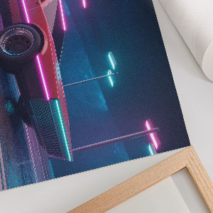 Wall poster featuring a neon car illustration