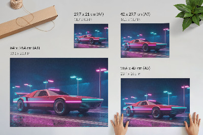 Wall poster featuring a neon car illustration