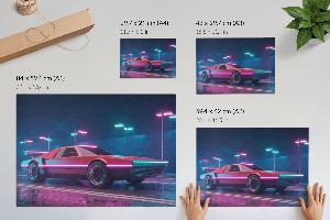 Wall poster featuring a neon car illustration
