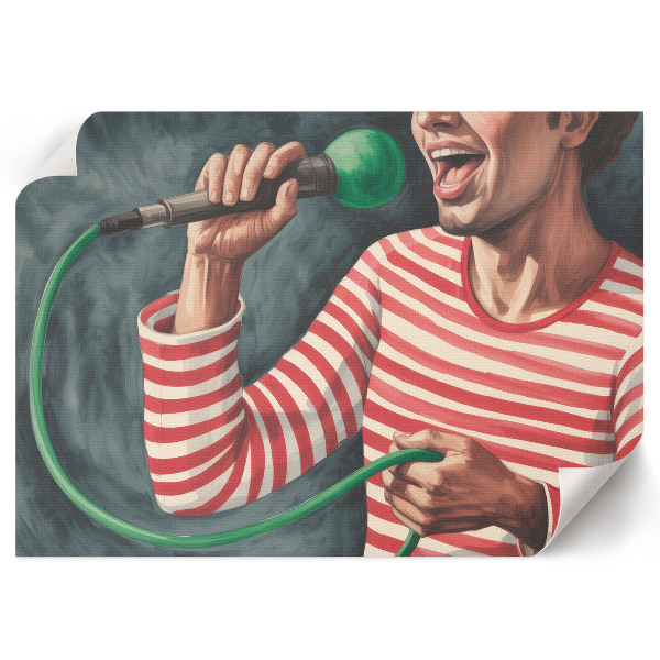 Modern wall art poster featuring a singing karaoke design