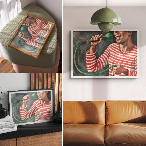 Modern wall art poster featuring a singing karaoke design