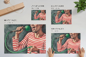 Modern wall art poster featuring a singing karaoke design