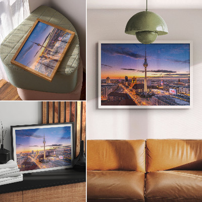 Modern wall art poster featuring a city tower