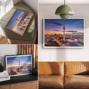 Modern wall art poster featuring a city tower