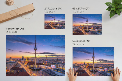 Modern wall art poster featuring a city tower
