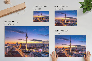Modern wall art poster featuring a city tower