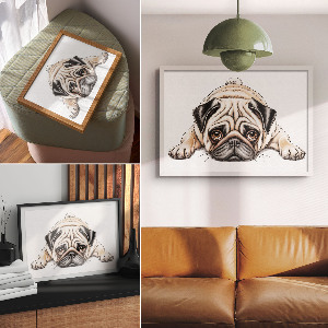 Canvas poster Pug illustration