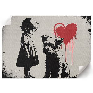 Modern wall art poster of a child and a dog