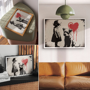 Modern wall art poster of a child and a dog