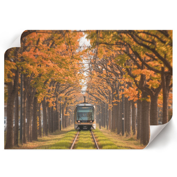 Canvas poster depicting an autumn tram