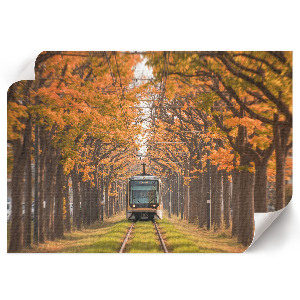 Canvas poster depicting an autumn tram