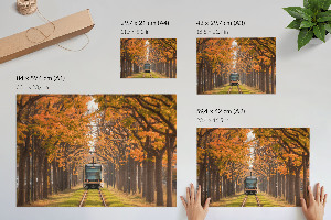 Canvas poster depicting an autumn tram