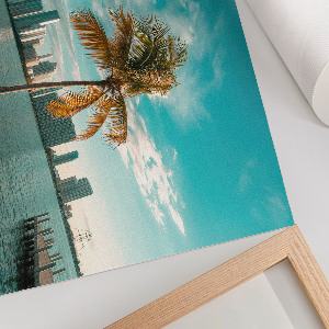Modern wall art poster with a tropical landscape
