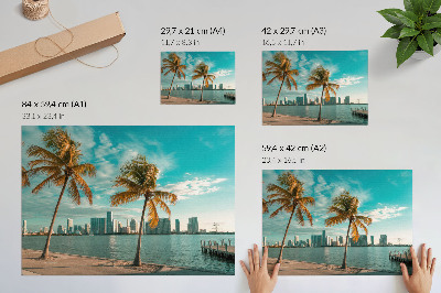 Modern wall art poster with a tropical landscape