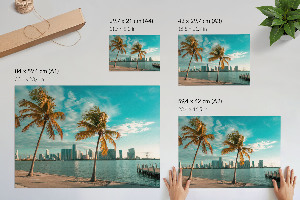 Modern wall art poster with a tropical landscape