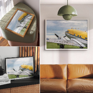Modern wall art poster featuring a vintage airplane