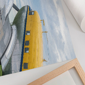 Modern wall art poster featuring a vintage airplane