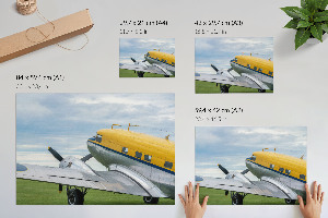 Modern wall art poster featuring a vintage airplane