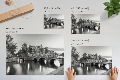 Modern wall art poster featuring a city at night