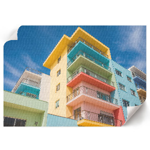 Premium wall art featuring colorful buildings