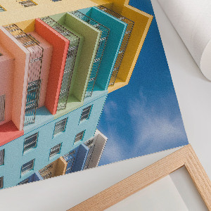 Premium wall art featuring colorful buildings