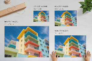 Premium wall art featuring colorful buildings