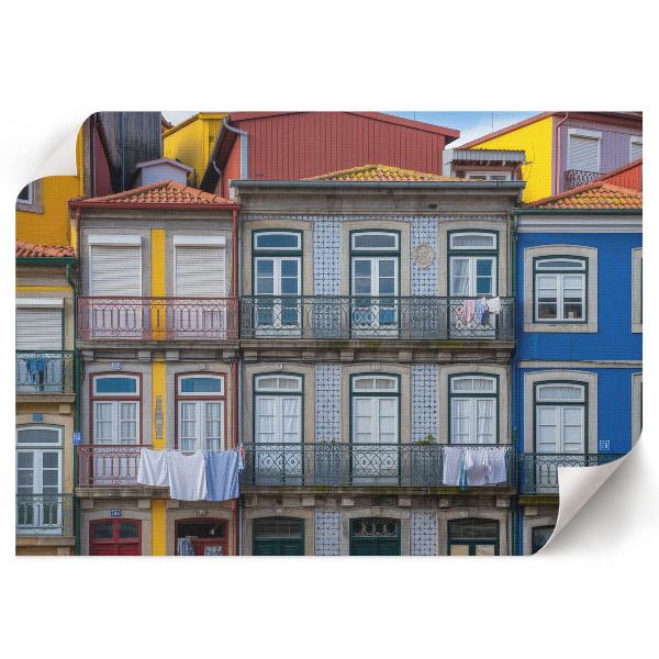 Canvas poster featuring colorful tenement houses