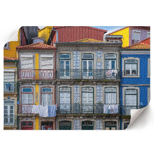 Canvas poster featuring colorful tenement houses