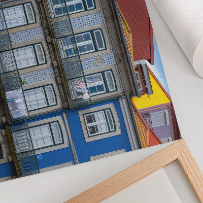 Canvas poster featuring colorful tenement houses