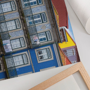 Canvas poster featuring colorful tenement houses