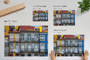 Canvas poster featuring colorful tenement houses