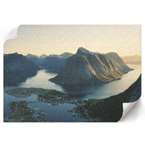 Canvas poster depicting mountain fjords