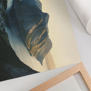 Canvas poster depicting mountain fjords