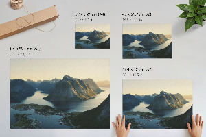 Canvas poster depicting mountain fjords