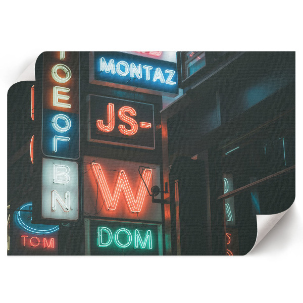 Modern wall art poster featuring neon city lights