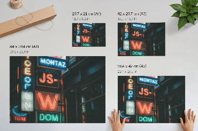 Modern wall art poster featuring neon city lights