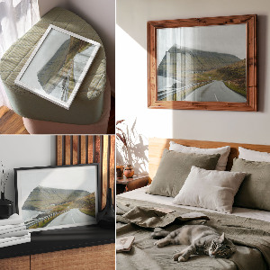 Modern wall art poster featuring a mountain road