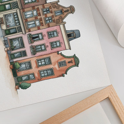 Modern wall art poster featuring illustrative tenement houses