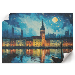 Premium wall art depicting a city at night