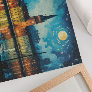Premium wall art depicting a city at night