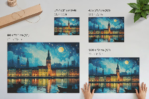Premium wall art depicting a city at night