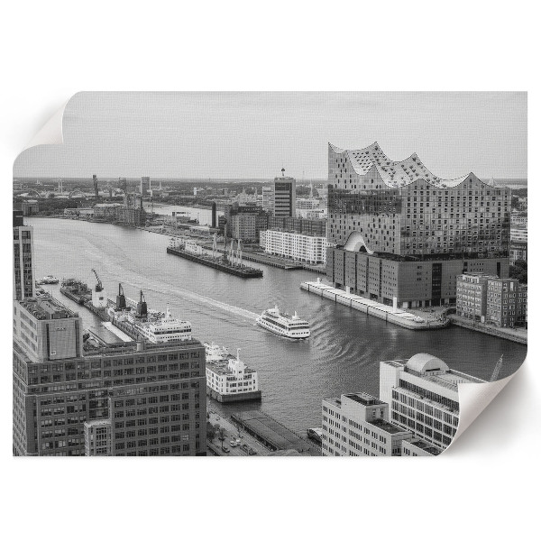 Wall poster depicting a city marina